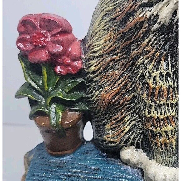 Upper Deck Vintage Cast Iron Cat Kitten Heavy Door Stopper Cat and Flower Pot - Picture 11 of 11